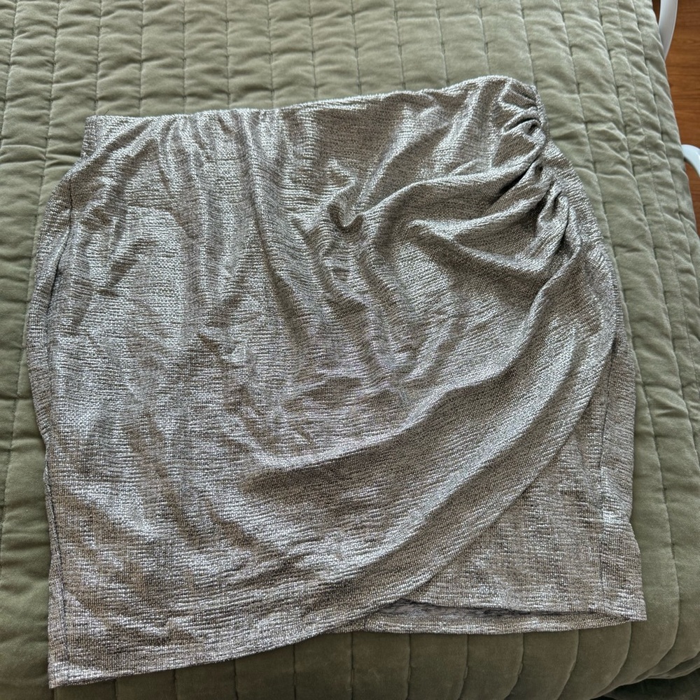 Torrid Light Gold Mini Wrap Skirt with Ruched Detail